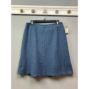 Chadwick's Classics Skirt Women 12 Petite Blue A-Line Wool Blend Panel Deadstock